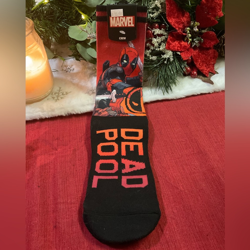 NWT DEADPOOL SUBLIMATED SOCKS 1 PAIR